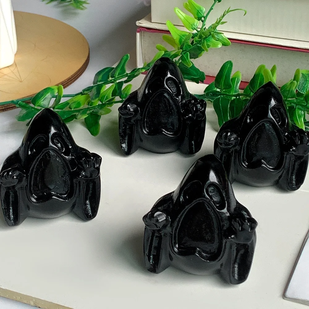 Hotsale natural high quality crystal black obsidian crafts ghost hand carved black obsidian awful ghost carvings for decoration