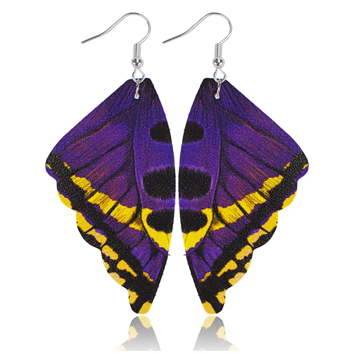 Unique Gradient Pattern Colorful Butterfly Pendant Earring Retro Party Leather Hook Earrings For Women Girls Jewelry