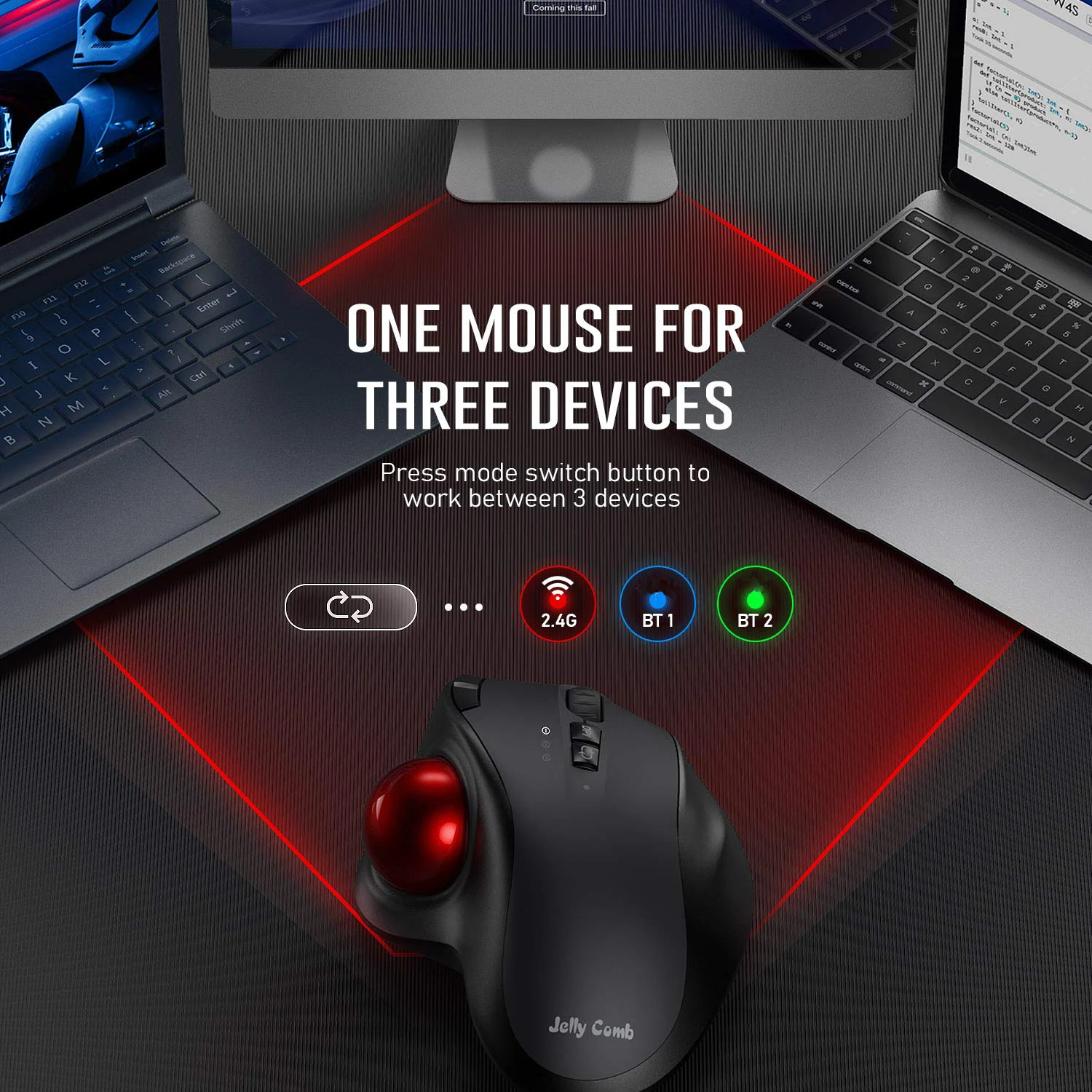 Hot Selling BT Wireless Computer Mouse  Rechargeable Dual Mode Optical Trackball Ergonomic Wireless Mouse