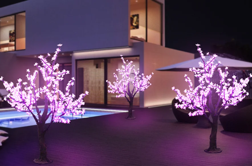 2.2m leds Outdoor Artificial LED Cherry Blossom Christmas decoration white simulation trunk led tree light