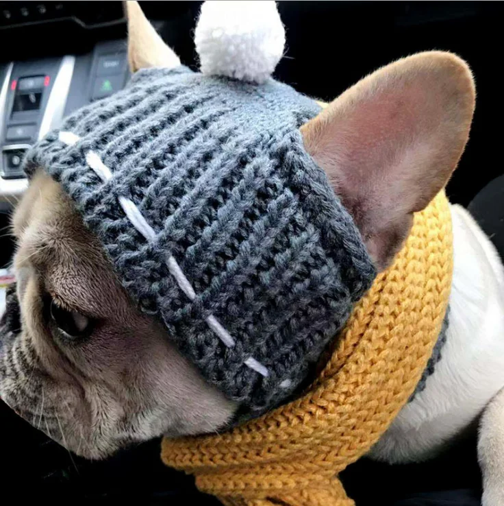 Pet supplies dog clothing autumn and winter warm dog hat knitted cute pet accessories