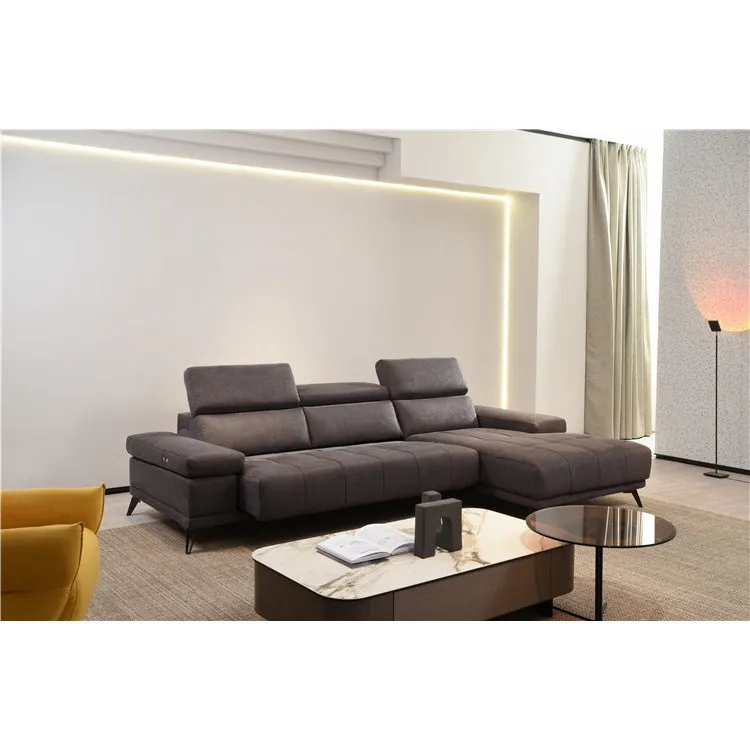 Wholesale factory directly modern simple fabric luxury furniture L shape electric function grey and tan living room