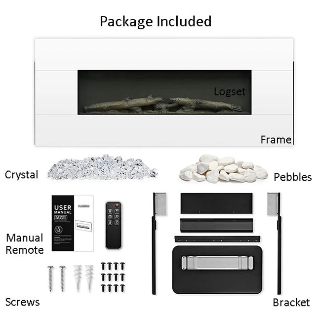 42 inch Fireplace Decorative wall mounted led energy efficient heat  Mirror electric fireplace for sale