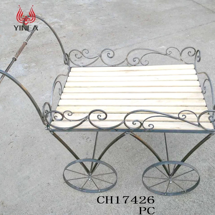 Yinfa Parisian Modern Outdoor Garden Cart Iron Flower Pots Stand Metal Plant Display Rack Holder Corner Shelf for  Home Patio
