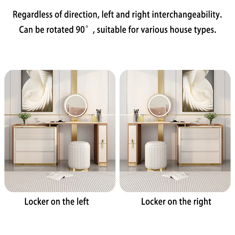 Simple Design Bedroom Furniture Vanity Dressing Table With LED Light Mirror