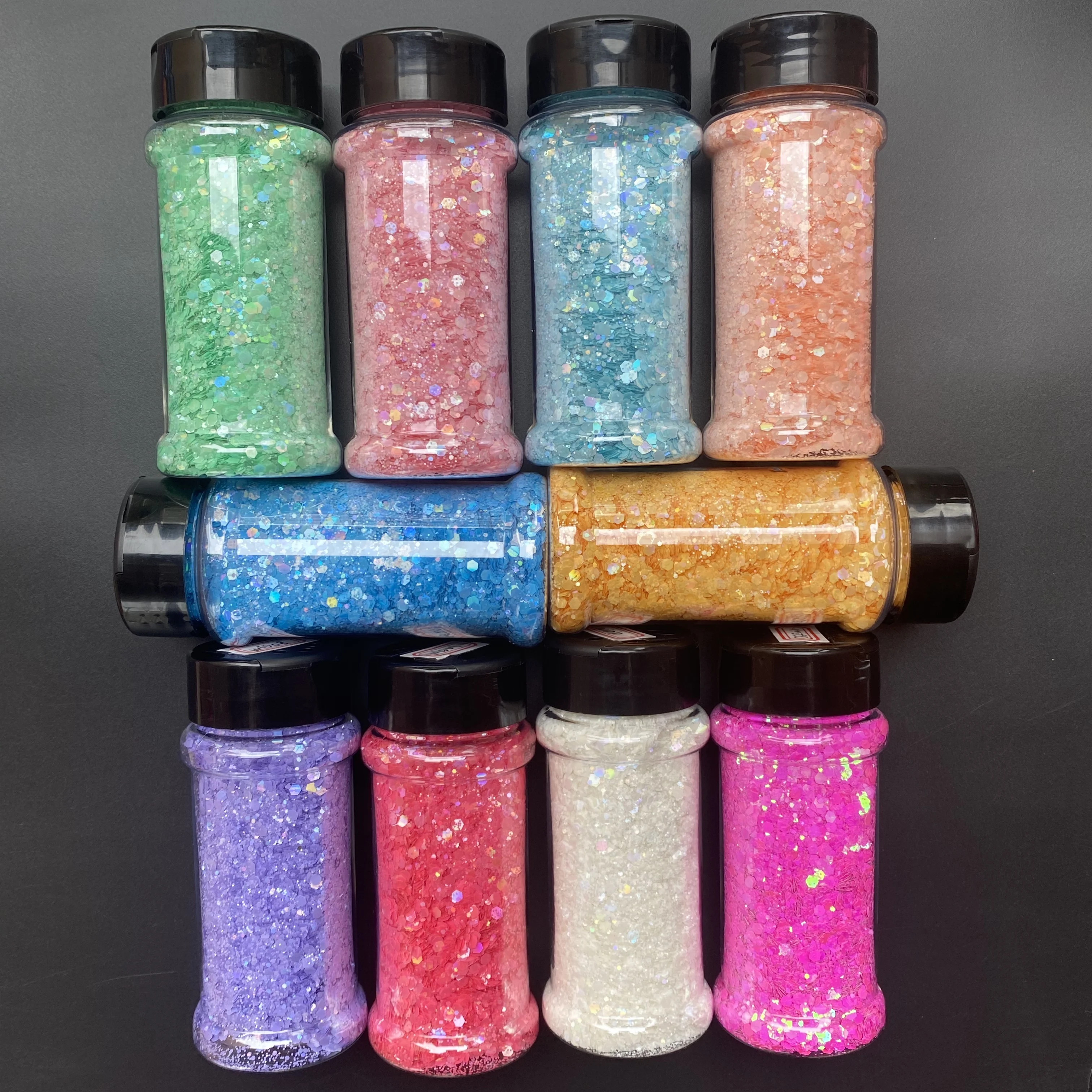Hot Sale Holographic Rainbow Glitter Bulk 2oZ Shaker Cosmetic Nail Craft Glitter Flakes