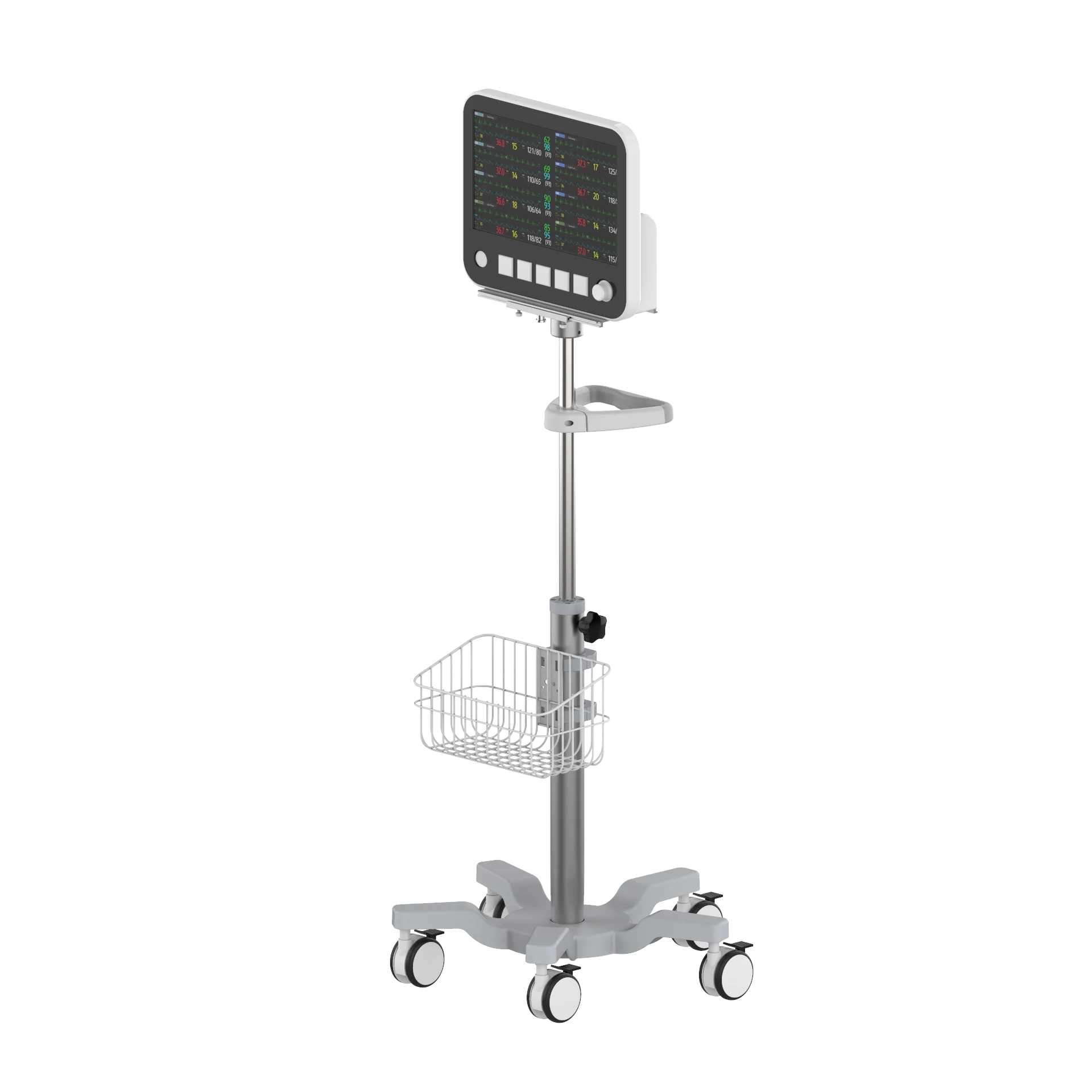 Hospital Trolley  Ajustable Monitoring Cart Trolley