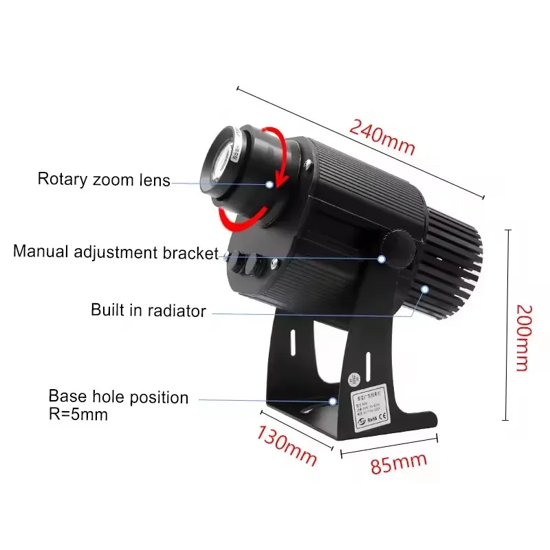 80W  4in1 Multi-gobo Projectors Waterproof IP67 Static 4 Slide Gobos Logo Projector Advertising Lights
