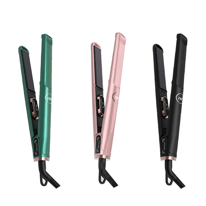 Flat Iron Hair Straightener Professional 2 In 1 Hair Curler  Brush Straightener Titanium Hair Straightening Machine