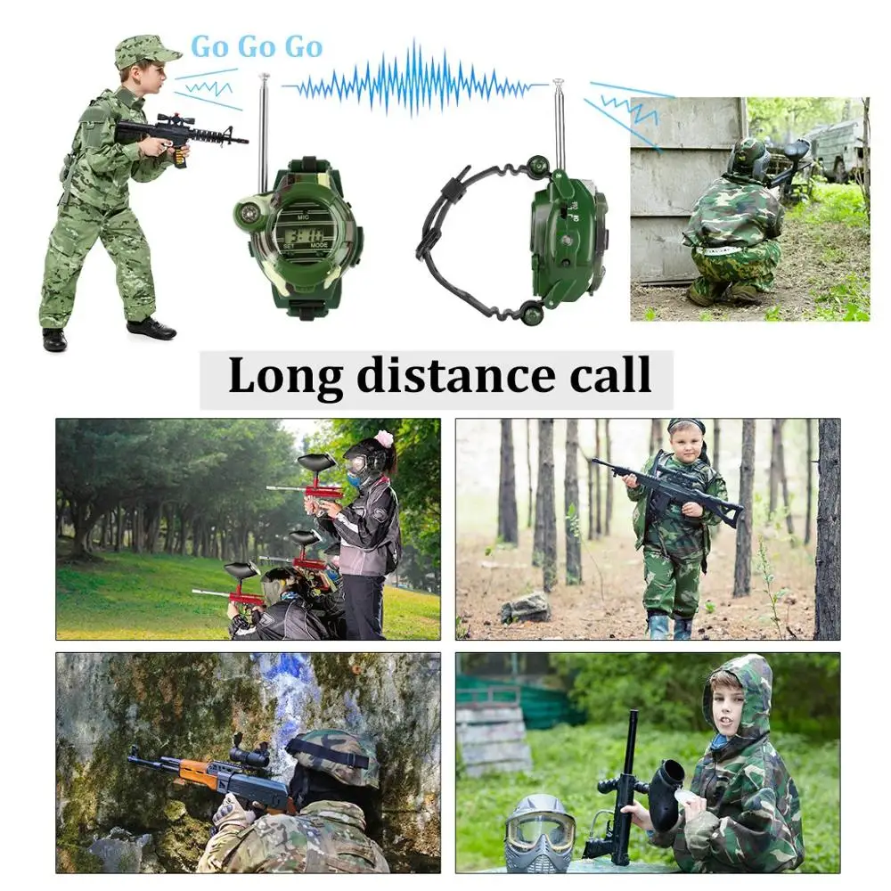 Walkie Talkies for Kids, Two-Way Long Range Watch Radio Transceiver with Flashlight for Children