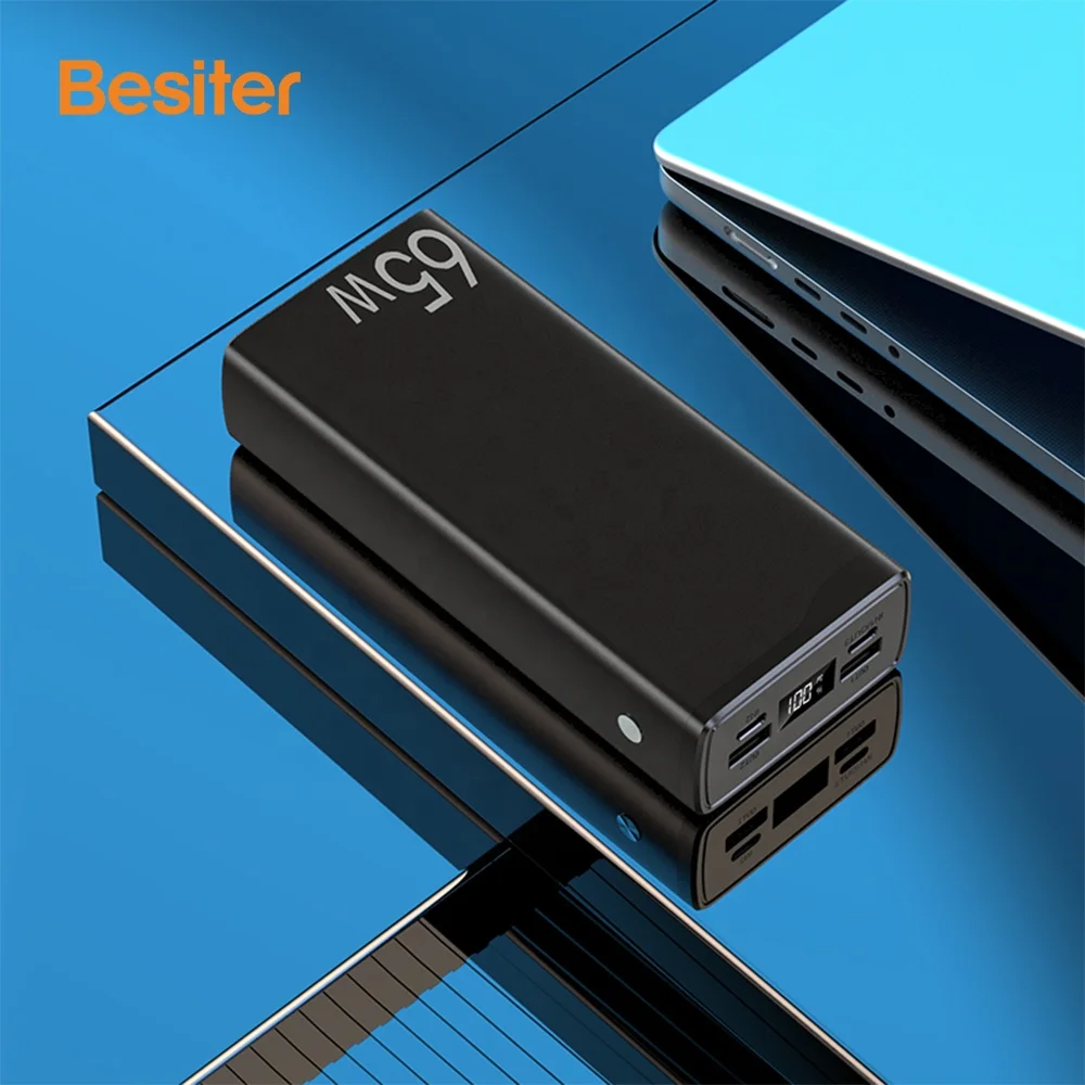 Free sample 30000mah powerbank 65W for laptop notebook full compatible Larger capacity double USB Type-c Power Bank PD 30000 mah