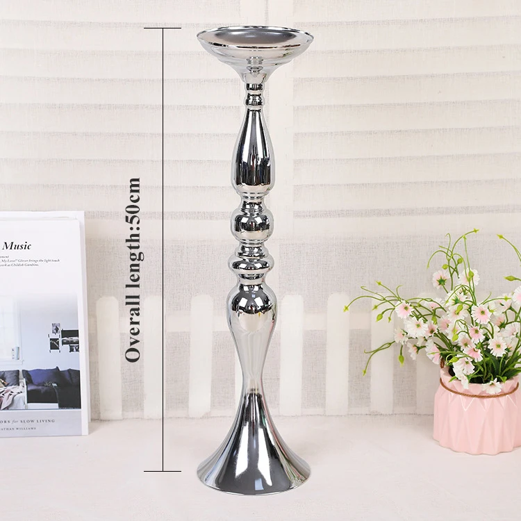 Best Selling Silver Vase Candle Holder Road Lead Table Centerpiece Metal Standing Candlestick Wedding Decoration