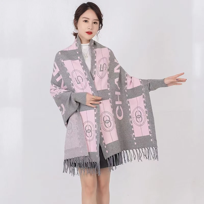 Ethnic Style Shawl Women Autumn And Winter Thick Warm  Black Scarf Cloak Poncho Winter