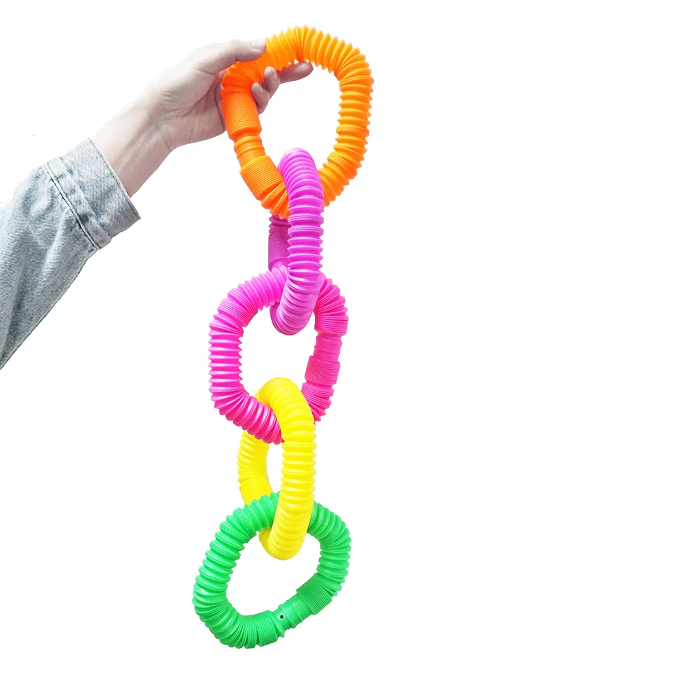 Plastic Stretch LED Light Pop Tubes Sensory Fidget Toys Stress Relief Party Favors for Kids