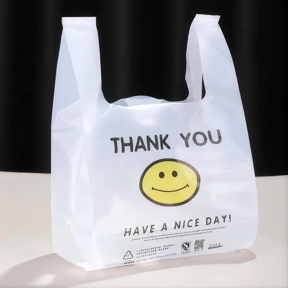 Thank You Shopping Recyclable Convenient LDPE Vest Bag Thicken Standard Size Strong HDPE T-shirt Plastic Customized Printing PE