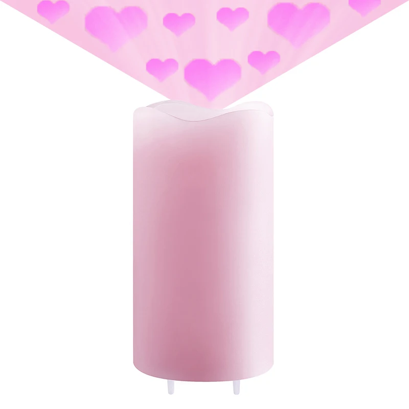 KSWING Valentine Day gift home decoration flamessless candle pink candle night light indoor projector light