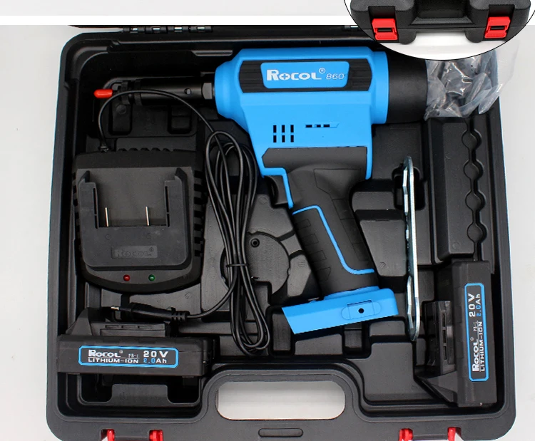 Durable ROCOL RL-860 Lithium Battery Riveting Nut Gun Cordless Rechargeable Quick Charge Rivet Tool