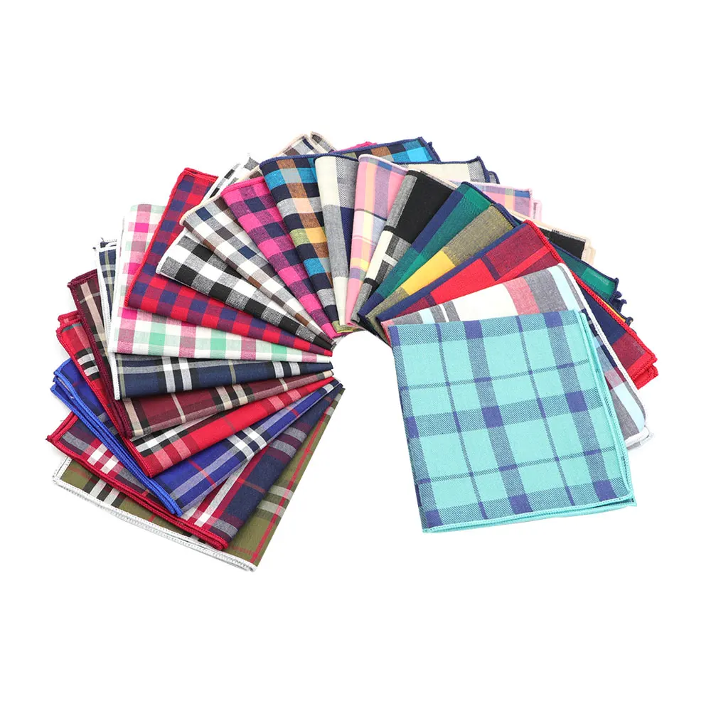 Полосатый сатин платок носовой платок шарфы для женщин в винтажном стиле; Из хлопка платки в клетку мужские нагрудный платок с принтом платки