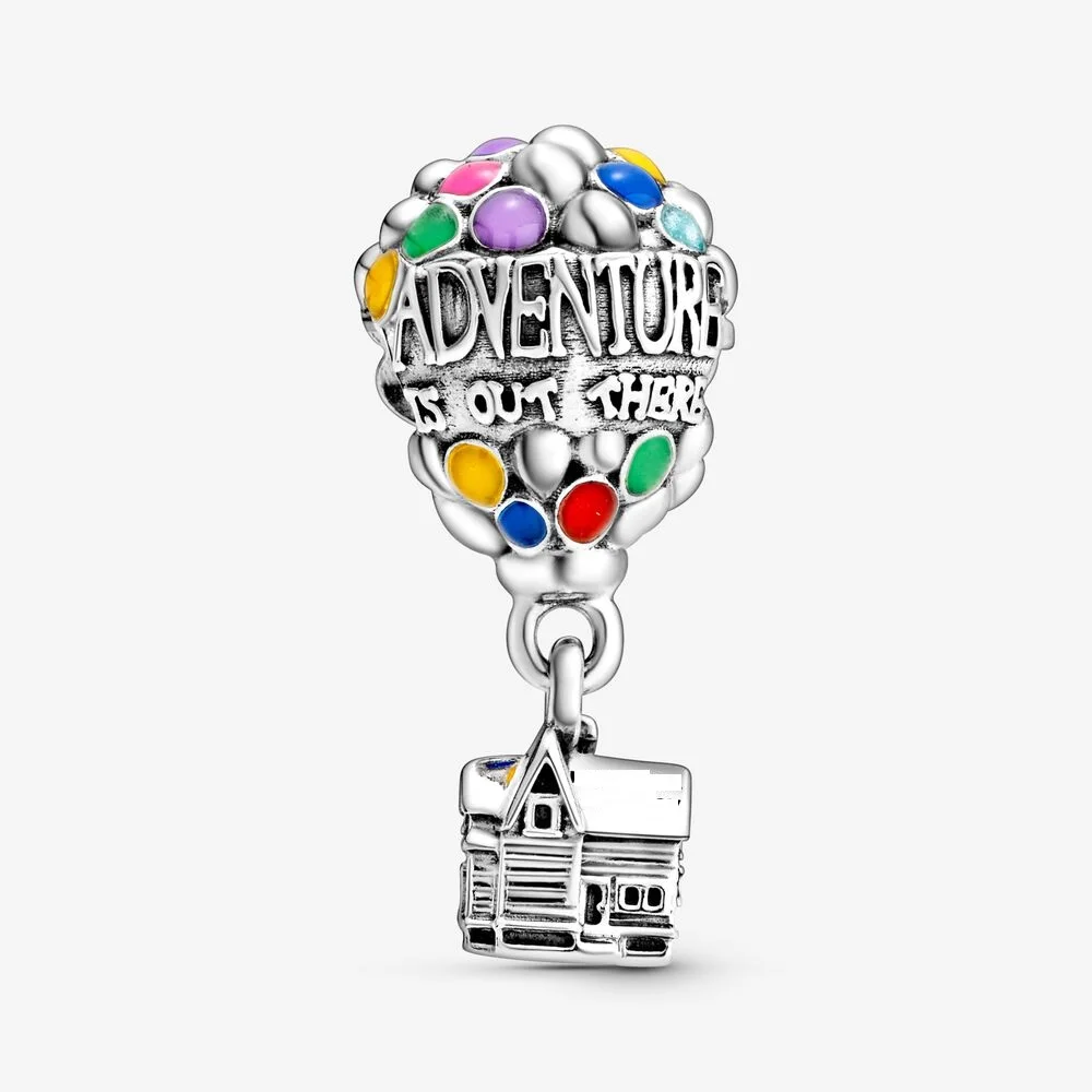 
925 Sterling Silver Up House Balloons Charm Colors Hot Air Balloon Adventure Pendant Beads Fit Pandora Bracelet making for women 