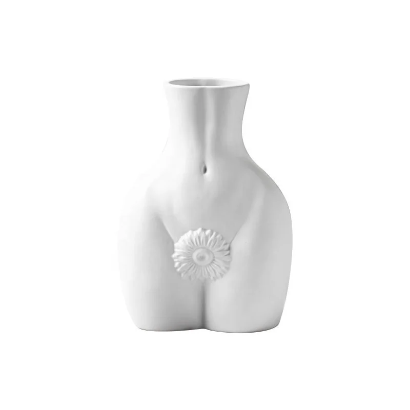 New Design Ceramic Body Sculpture Matte Vase Modern Nude Torso Dried Flowers Vase