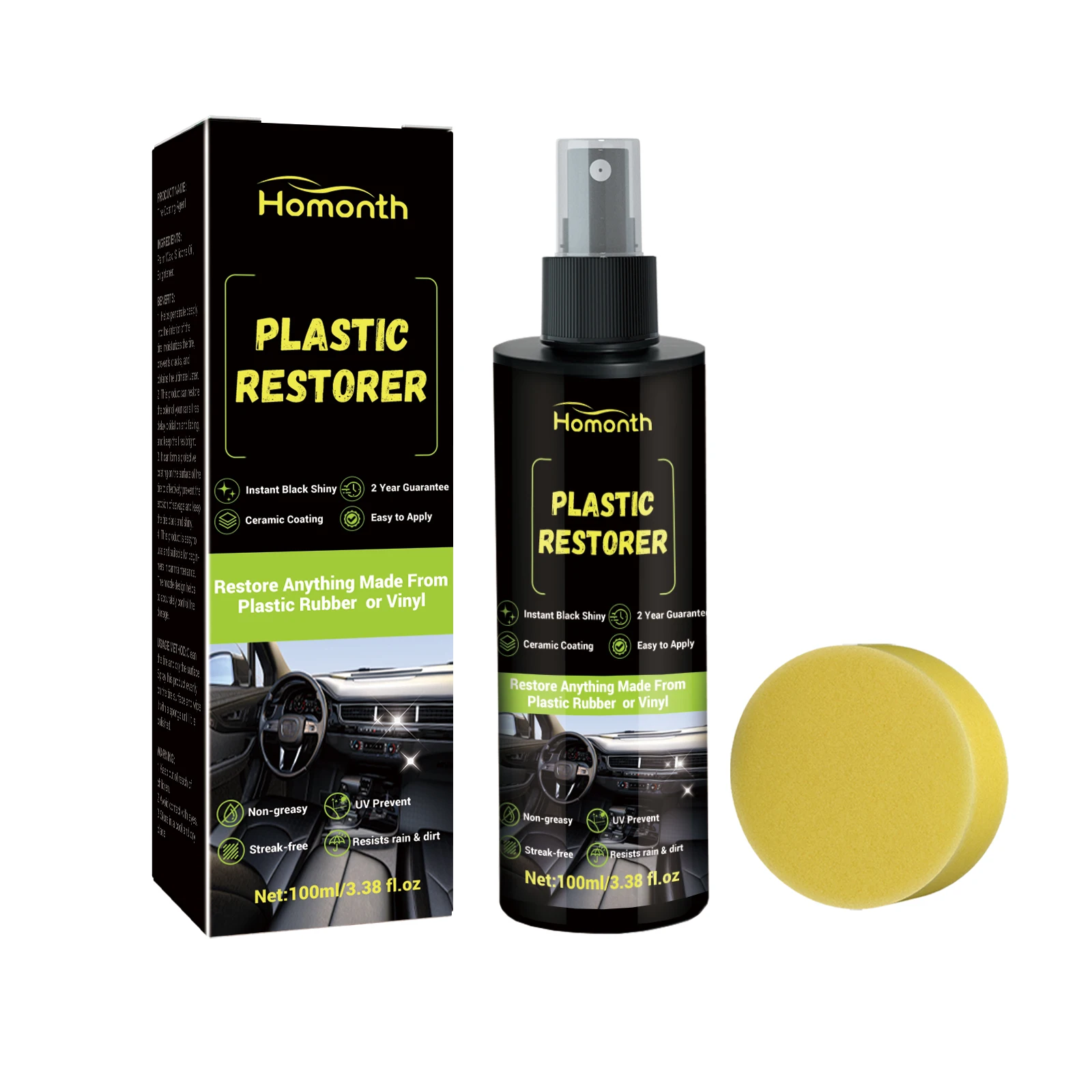 Homonth OEM&ODM Plastic Restorer Car Care Refresh Plastic Parts Restore Liquid Eco-friendly Plastic Restore Agent