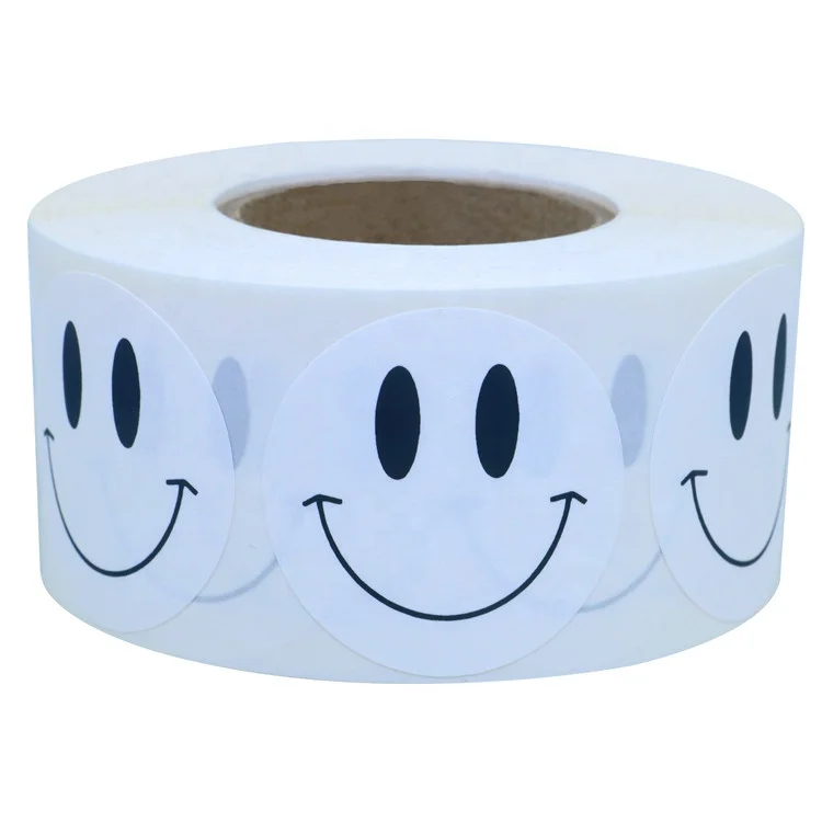 Hybsk Pure White Smile Face Mascot Animal Face Art Decorative Sticker(500 pcs)