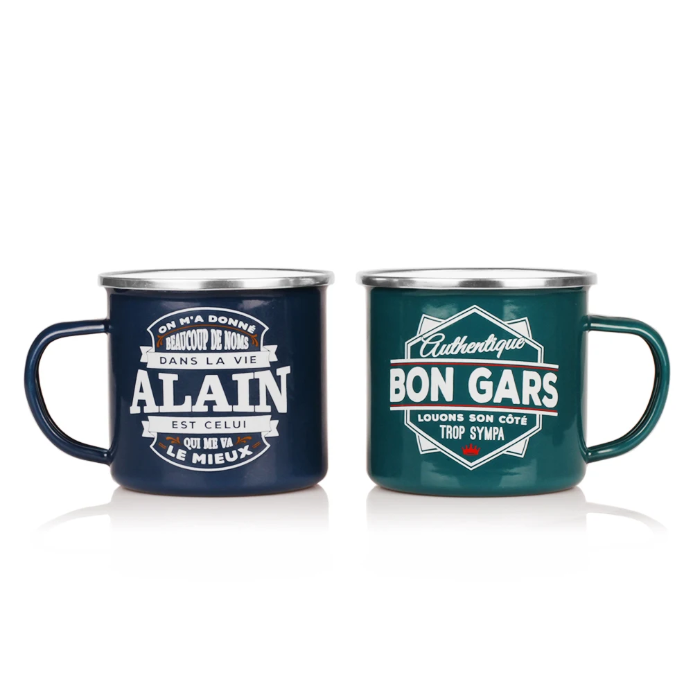 hot selling Blank Enamel Mugs Enamel Sublimation 15oz Mugs White Enamel Mug