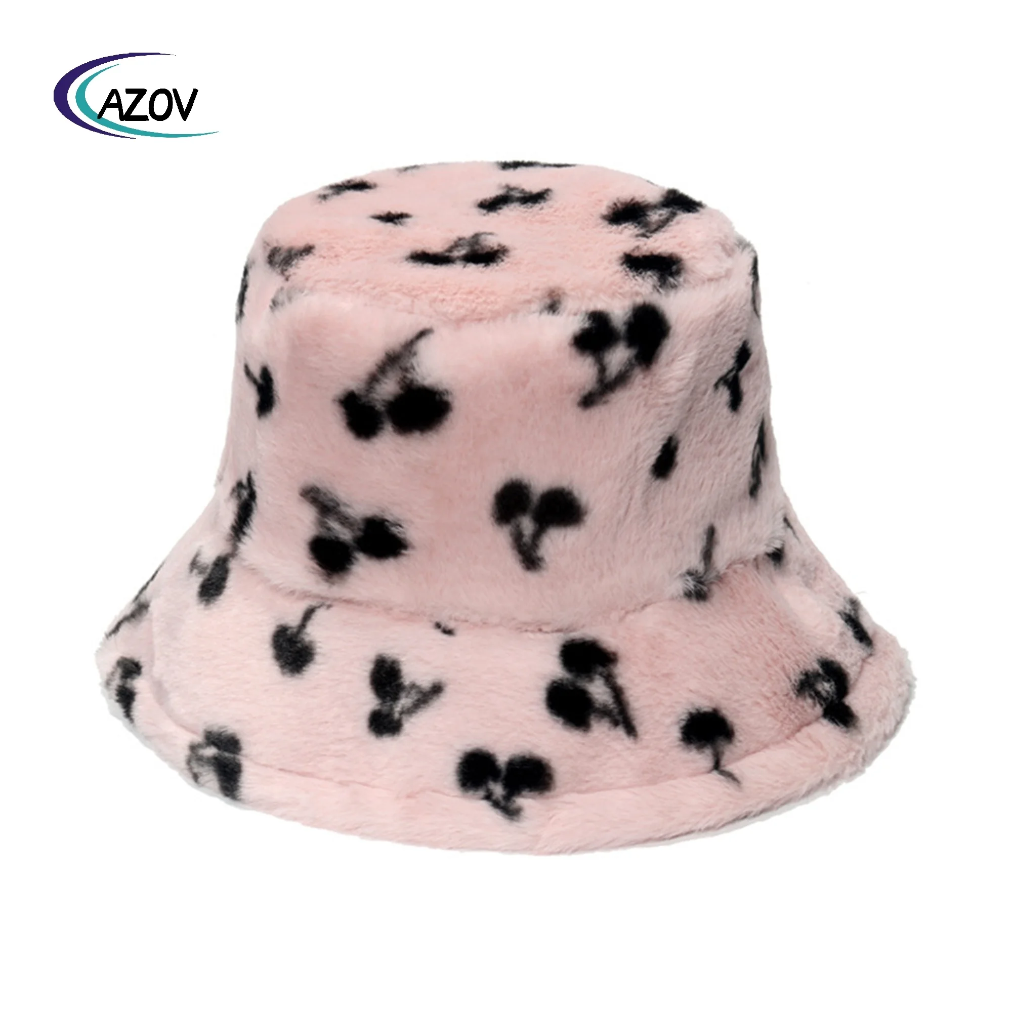 and   hat women outdoor casual all-match cherry bucket hat imitation rabbit fur plush warm fisherman hat women