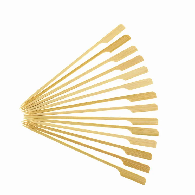 Teppo Bamboo Stick Long Disposable Meat Flat Skewer With Custom Design