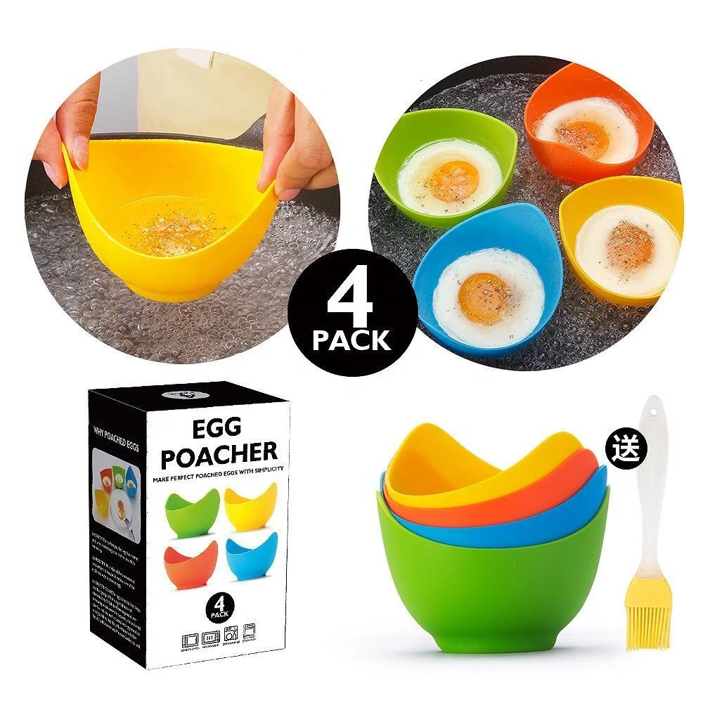Non-Stick Dishwasher Microwave Safe Silicone Egg Cooking Poaching Poacher Cups Cooker Steamer