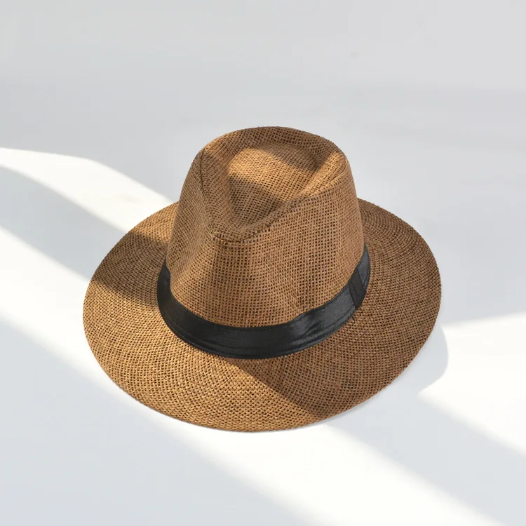 2022 Natural Men Women Floppy Sun Cap Summer Uv Protection Fedora Beach Hat Wide Brim Panama Straw Hat