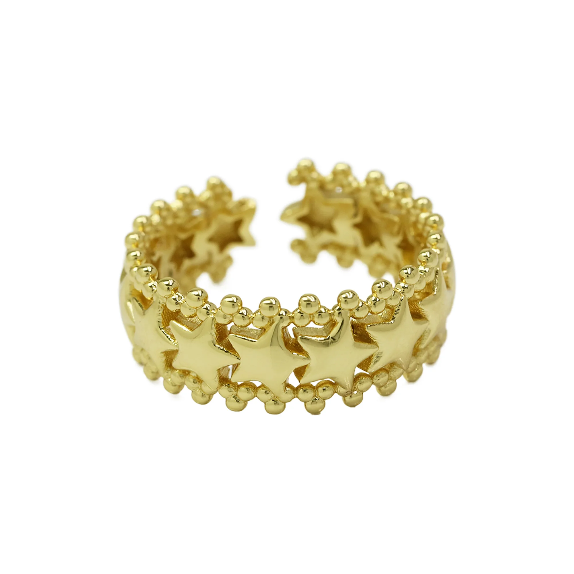 18K Gold Plated Brass Finger Ring Multi- Flower Ring Women Open Adjustable Ring for Girls