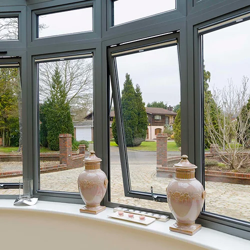 Top-hung sun protect window privacy double glazed aluminum awning windows with screen