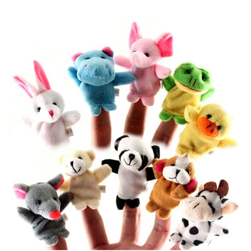 
10 pcs Baby Story Animal 3D Rabbit Pig Doll Kids Toys Educational Plush Dog Finger Puppet 