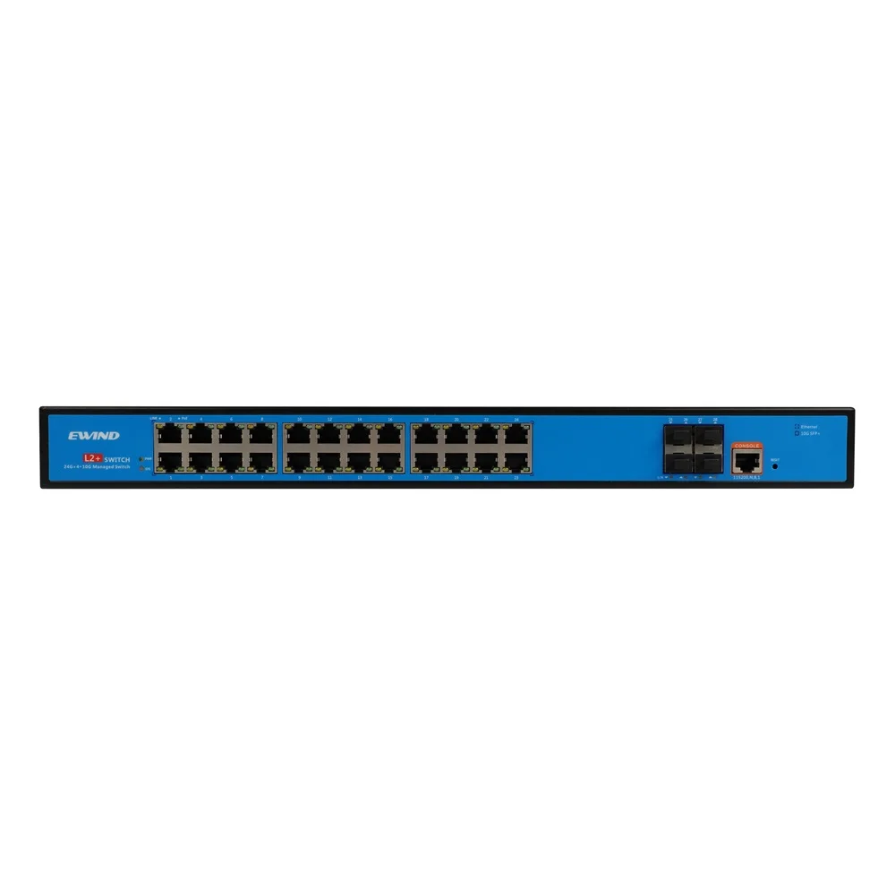 24 ports Network Switch Layer 3 Managed Ethernet Switch with 10G Uplink Support IPv4/IPv6 soft routing function