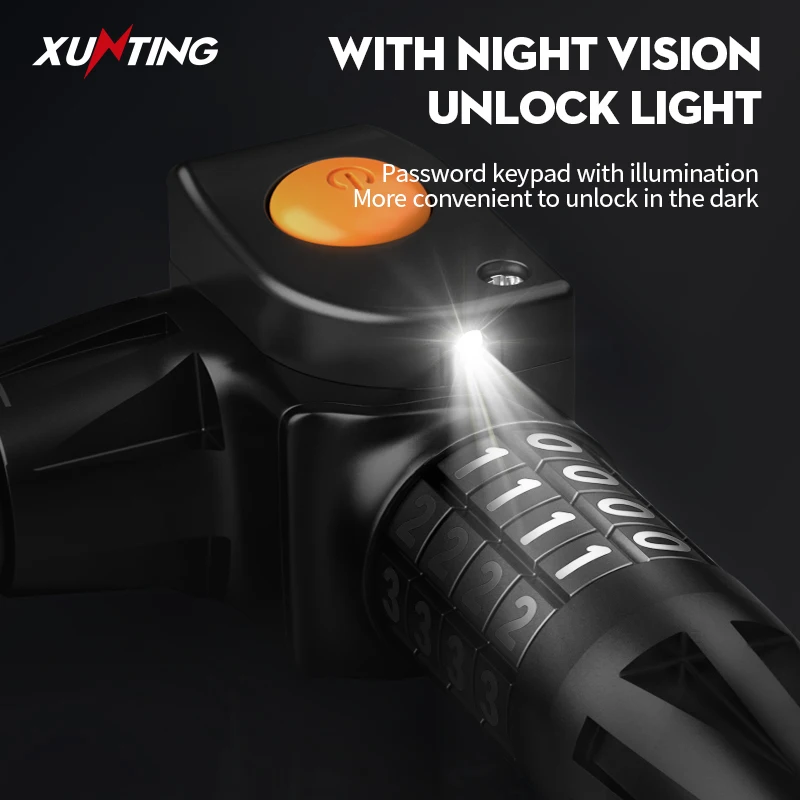 Xunting New Invention Folding Smart Bike Lock Bike Wire Motorcycle Cable Lock Security Combination Bicycle Lock With Key