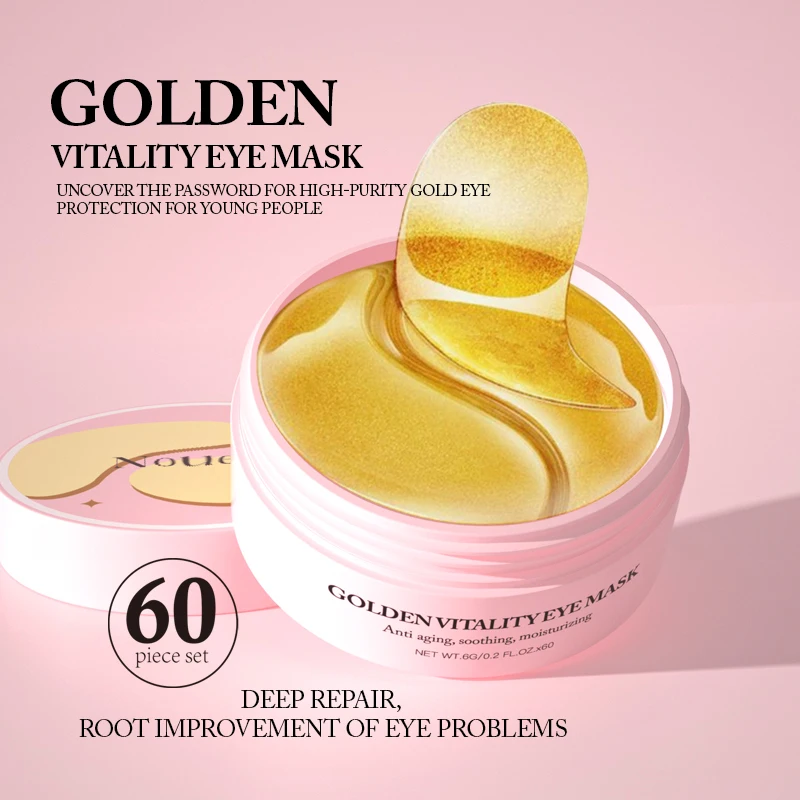 Private Label 60 piece set 24K Golden Crystal Under Anti Ageing Collagen Hydrogel Eye Patches Eyes Maskss for Hydrogel Eyes Care