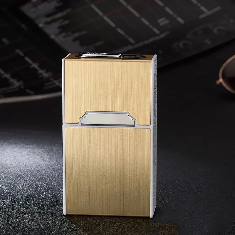 Wholesaler Promotion Plastic Cigarette Case Hold 20PCS With USB Rechargeable Arc Lighter