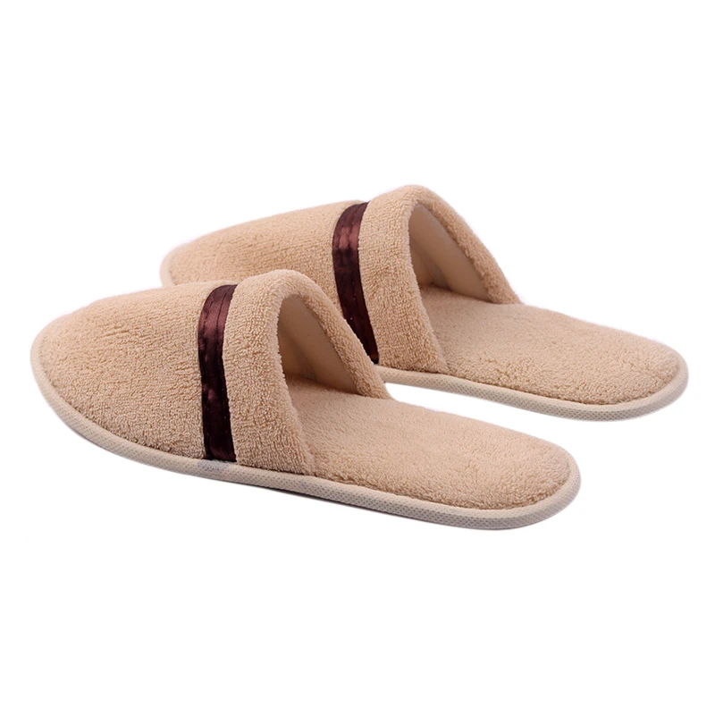 Wholesale Disposable Hotel Spa Slippers Guest Unisex Custom Logo Coral Fleece Slippers