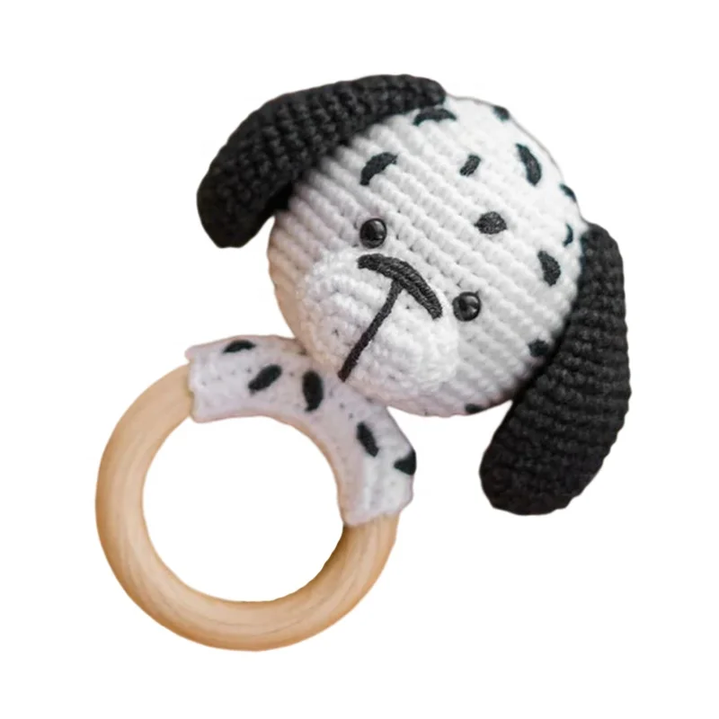 Baby Teether Dog Rattle Toy for New Baby Gift German Shepherd Baby Crochet Toy Shower Gift