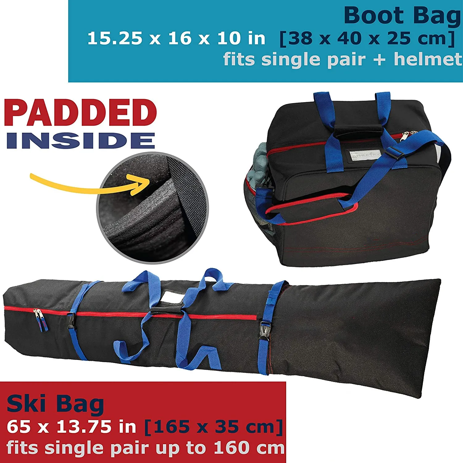 2022  New Winter Sport Equipment Outdoor Ski Bag And Boot Bag Youth Padded Ski Bag Combo