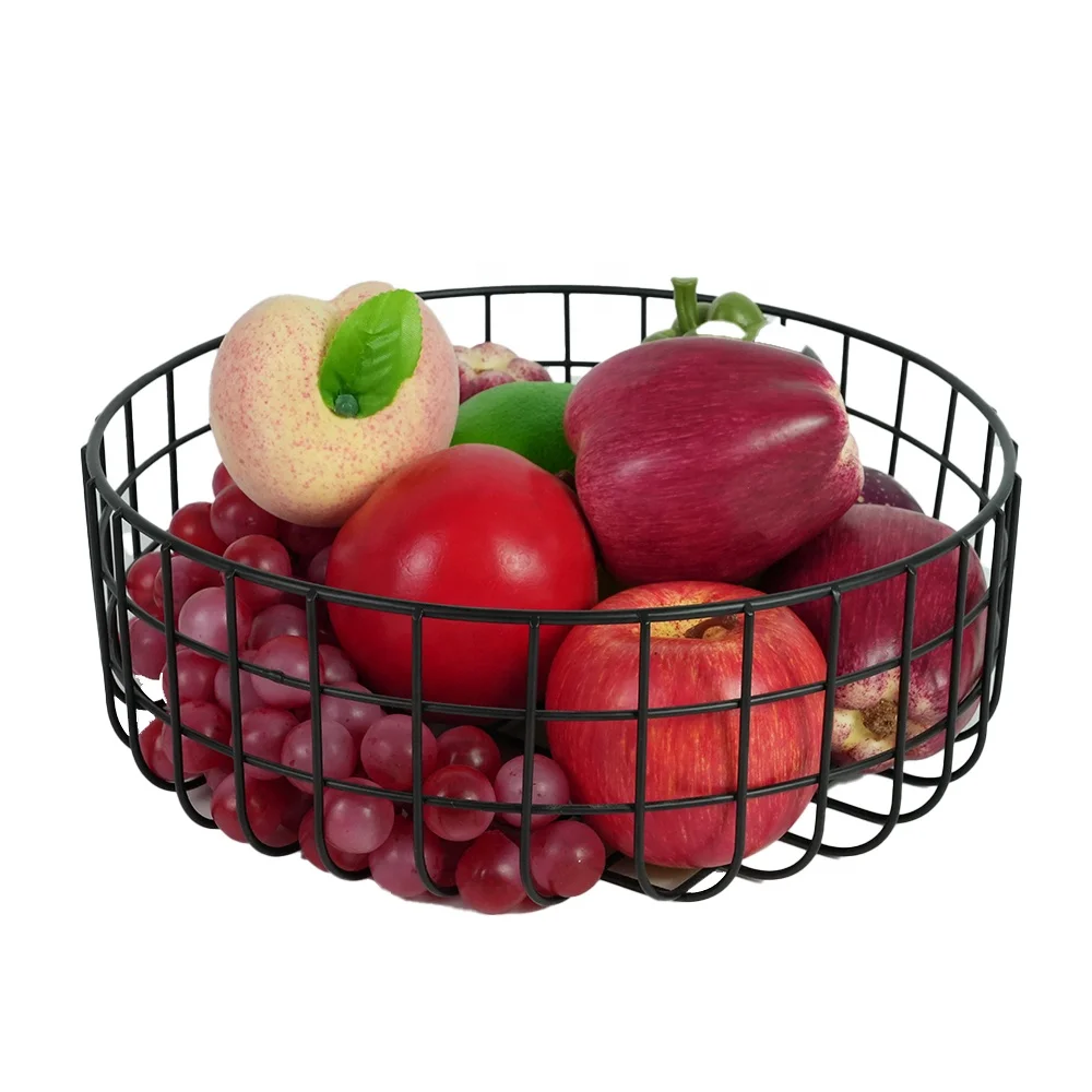 Foryoudecor large black mesh vegetable rack kitchen metal wire fruit metal mesh storage basket