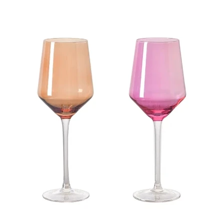 Colored crystal wine glass set with 6 large glass colored glassware