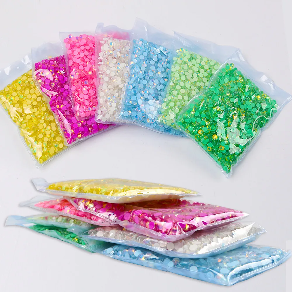 SZ 2mm 3mm 4mm 5mm 6mm Crystal luminous opal strass Flat Back Non Hotfix Glass Rhinestones For Wedding dress cosmetics vase