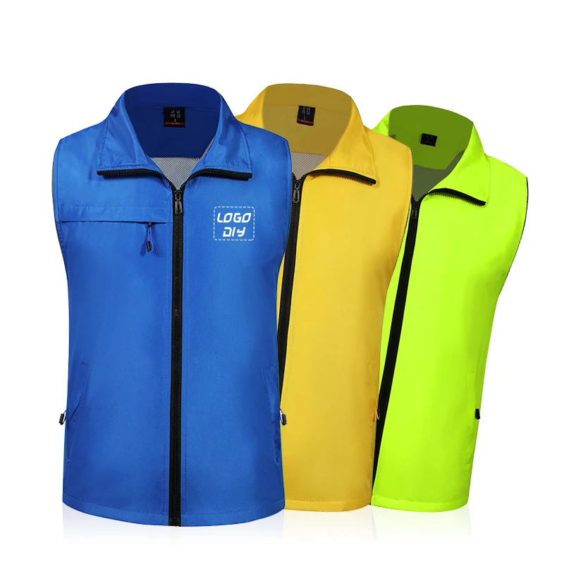 Wholesale soft-shell vest polyester wind breaker zip-up sleeveless windbreaker jacket