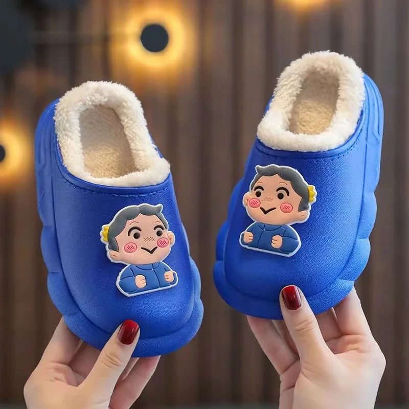 autumn and winter indoor and outdoor non-slip baby plush shoes soft bottom warm cotton slippers