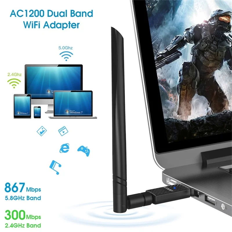  Для EDUP EP-AC1690 1200 Мбит/с USB WiFi адаптер Dual Band 2 4 г/с) Wi-Fi 5 ГГц BT 1 чипсет RTL8822BU 6dbi антенны сетевая