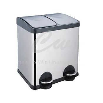 16 Gallon Modern Style Stainless Steel Pedal Bin Waste Bin Trash Bin with Plastic Inner Bucket Rectangular Kitchen Trash Can