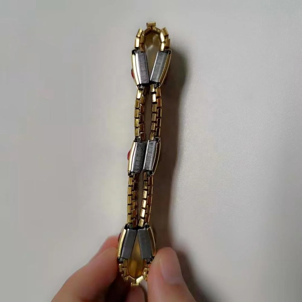 Wholesale gold stainless steel elastic bio magnetic bracelet with different color energy stone
