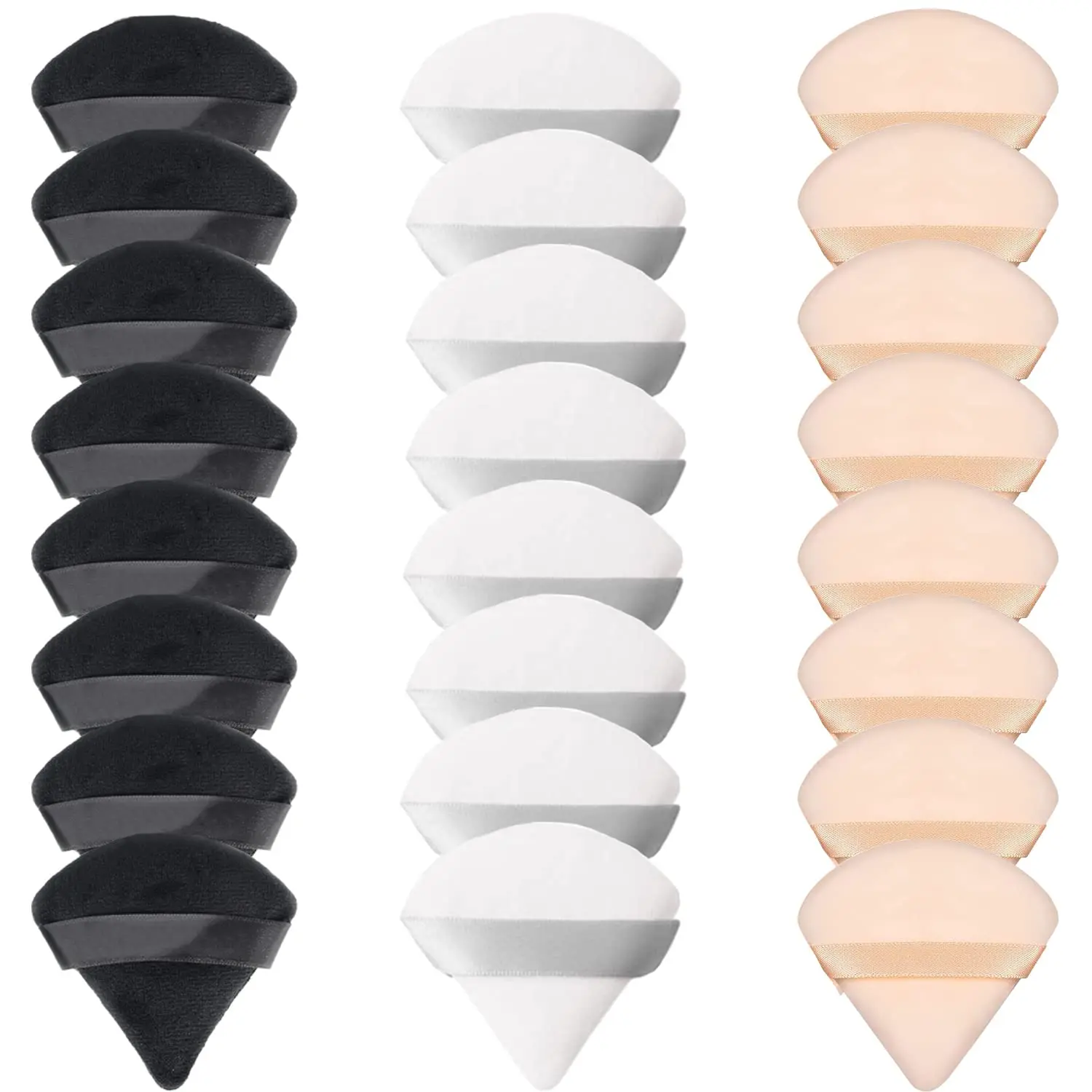 Black Soft Triangle Powder Puff Fluffy Soft Plush Makeup Loose Powder Puff Makeup for Foundation Bronzer Blusher